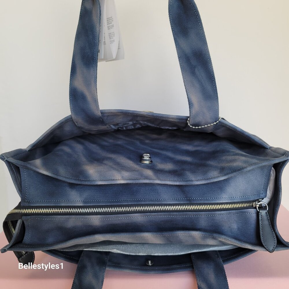 COACH Tie Dye Cargo 42 Canvas Large Tote -Midnight Navy color ⭐ - Picture 10 of 16